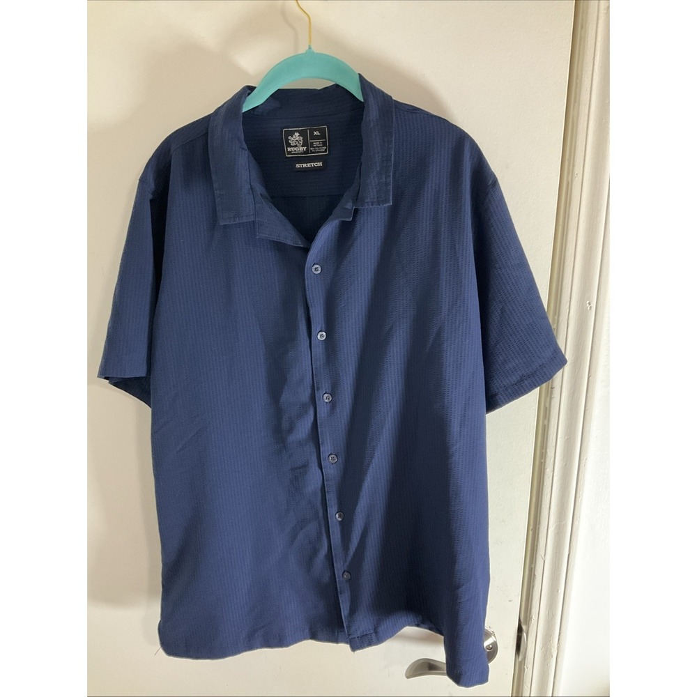 Men's Rugby University Long Sleeve Collared Shirt M Blue